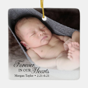 Ornement En Céramique Mémorial Photo d'Enfant Pour Toujours Dans Nos Cœu