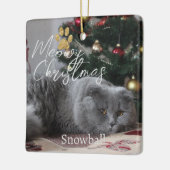 Ornement En Céramique Meowe Noël Custom Chat Photo & Paw (Gauche)