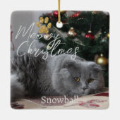 Ornement En Céramique Meowe Noël Custom Chat Photo & Paw (Dos)
