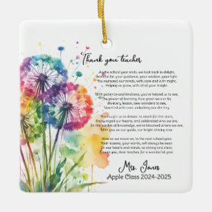 Ornement En Céramique merci professeur retraite poème de dandelion