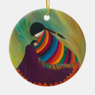 Ornement En Céramique Mère et enfant