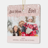 Ornement En Céramique Mère meilleure maman photo rose or parties scintil (Gauche)