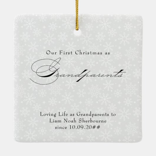 Ornement En Céramique Merrier en grand-parents Photo verticale Flocon de (Dos)