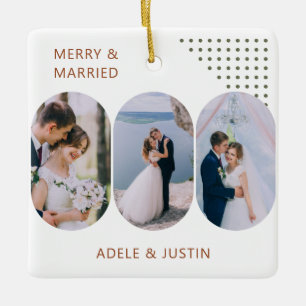 Ornement En Céramique Merry and Married Lozenge Arrondi Photos Toute Cou