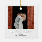 Ornement En Céramique Merry and Married Script 2 Photos Christmas Bow (Dos)