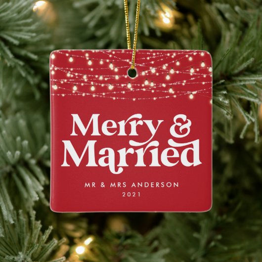 Ornement En Céramique Merry and married wedding Christmas Twinkle light  (Arbre)