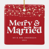 Ornement En Céramique Merry and married wedding Christmas Twinkle light  (Dos)