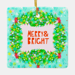 Ornement En Céramique Merry & Bright Wreath