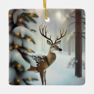 Ornement En Céramique Merry Christmas Deer