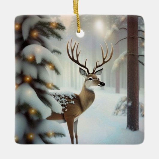 Ornement En Céramique Merry Christmas Deer (Devant)