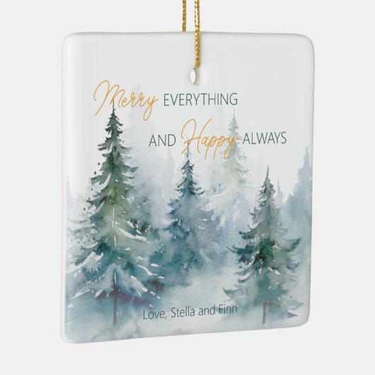 Ornement En Céramique Merry Everything Happy Always Winter Trees (Droite)