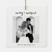 Ornement En Céramique Merry & Married - Personalized Newlywed Christmas (Dos)
