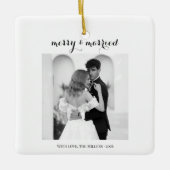 Ornement En Céramique Merry & Married - Personalized Newlywed Christmas (Devant)