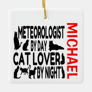 Ornement En Céramique Météorologue aime les chats PERSONNALISÉ