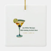 Ornement En Céramique Mi-Siècle Noël Joyeux & Cocktail lumineux (Dos)