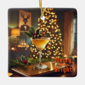 Ornement En Céramique Mi-Siècle Noël Joyeux & Cocktail lumineux (Devant)