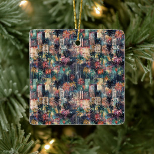 Ornement En Céramique Miami à Noël & Nouvel An en aquarelles