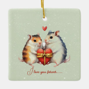 Ornement En Céramique Mice Couple Je T'Aime Pour Valentine