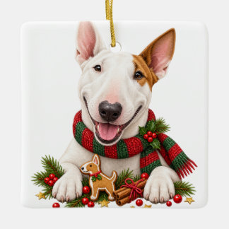 ORNEMENT EN CÉRAMIQUE MIGNON ADORABLE CHIEN BOULEDOGUE TERRIER DE NOËL C