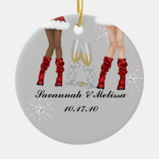 Ornement En Céramique Mignon marié ; Notre premier Noël