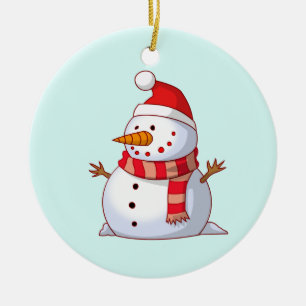 Ornement En Céramique Mignonne bonhomme de neige de Noël