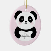 Ornement En Céramique Mignonne fille bébé Panda Ours Monogramme (Droite)