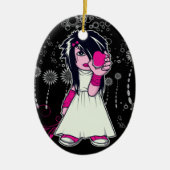 Ornement En Céramique mignonne fille emo tenant coeur vectoriel art (Devant)