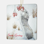 Ornement En Céramique mignonne souris mangeant des baies la neige scène (Gauche)