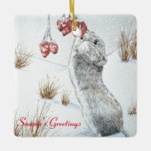 Ornement En Céramique mignonne souris mangeant des baies la neige scène (Devant)