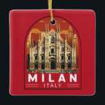Ornement En Céramique Milan Italie Duomo di Milano Travel Art Vintage<br><div class="desc">Design vectoriel de Milan. Milan,  métropole du nord de la Lombardie italienne,  est une capitale mondiale de la mode et du design.</div>