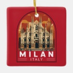 Ornement En Céramique Milan Italie Duomo di Milano Travel Art Vintage<br><div class="desc">Design vectoriel de Milan. Milan,  métropole du nord de la Lombardie italienne,  est une capitale mondiale de la mode et du design.</div>