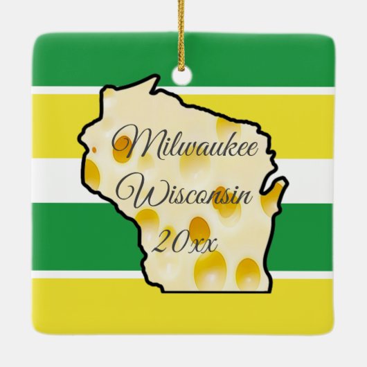 Ornement En Céramique Milwaukee Wisconsin Cheese Head Christmas Keepsaké (Dos)