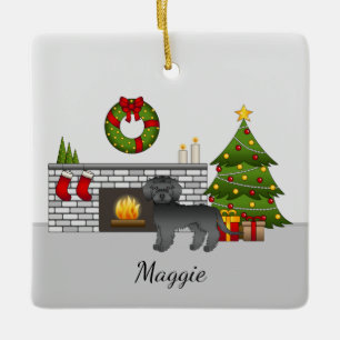 Ornement En Céramique Mini Goldendoodle noir - Noël festif