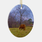 Ornement En Céramique Miniature brun cheval bleu ciel (Droite)