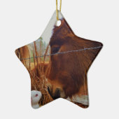 Ornement En Céramique Miniature cheval Brown et lapin de Pâques (Gauche)