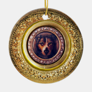 Ornement En Céramique MINIATURE PORTRAITS DE CHIEN Tricolor Espagnol