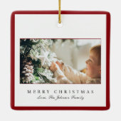 Ornement En Céramique Miniature rouge photo Noël élégant (Dos)