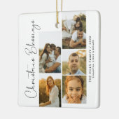 Ornement En Céramique Minimal Christmas Blessings Script Family 5 Photos (Gauche)