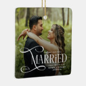 Ornement En Céramique Minimal First Christmas Married Couples 2 Photos (Droite)