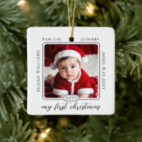Minimaliste Baby First Christmas Birth Statistique