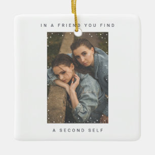 Ornement En Céramique Minimaliste de deux photos chute de neige Best Fri