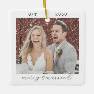 Ornement En Céramique Minimaliste Joyeux et Mariés Noël 2 Photo