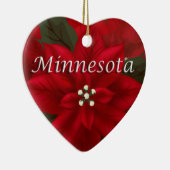 Ornement En Céramique Minnesota Red Poinsettia Heart Keepsaké (Droite)