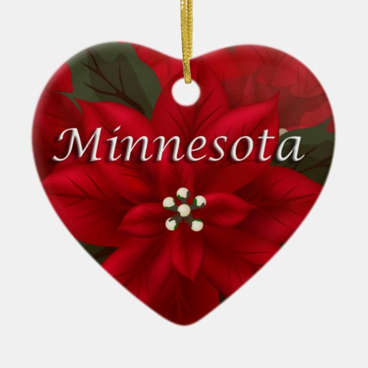 Ornement En Céramique Minnesota Red Poinsettia Heart Keepsaké (Devant)