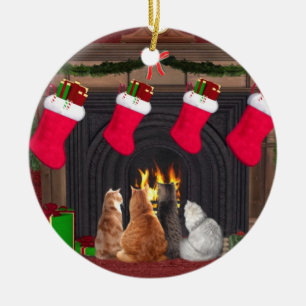 Ornement En Céramique Minous de Noël