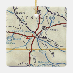 Ornement En Céramique Mise à jour de la carte Vintage TX