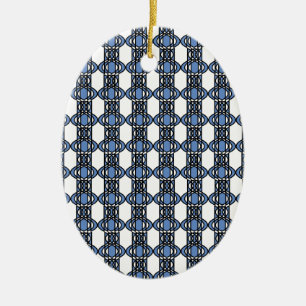 Ornement En Céramique Mod Retro Blue Abstrait Scarab Motif