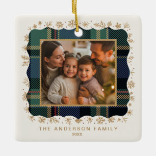 Ornement En Céramique Modèle de photo à carreaux de Noël classique ID114