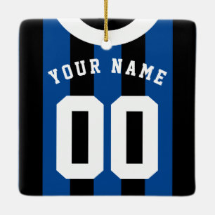 Ornement En Céramique Modèle rayé noir et bleu du Jersey de sports