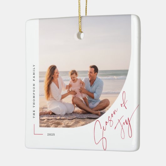 Ornement En Céramique Modern Arch Family Photo Double Sided Christmas (Gauche)
